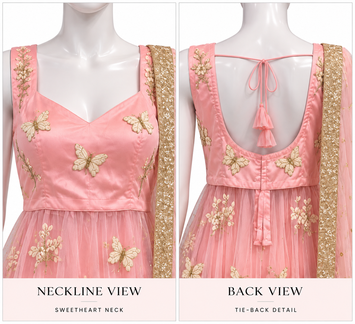 Pink Butterfly sharara set Hand worked