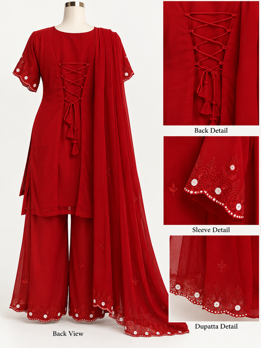 90's Kurthi 3 piece set hand worked