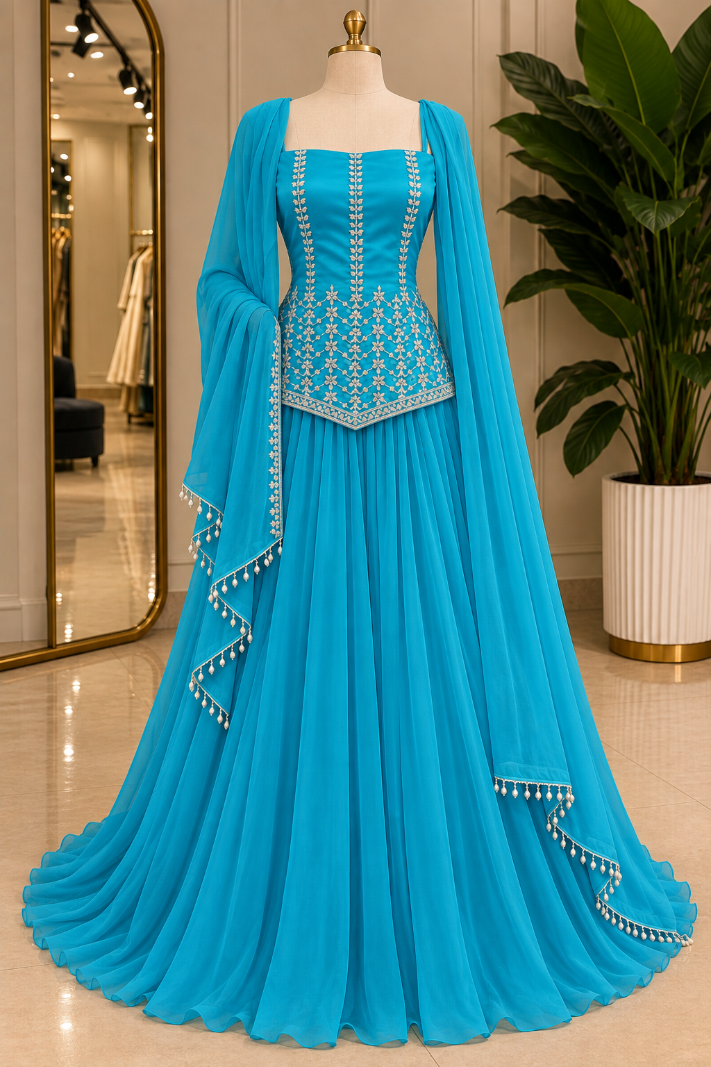 Peplum Lehenga set ( Hand worked)