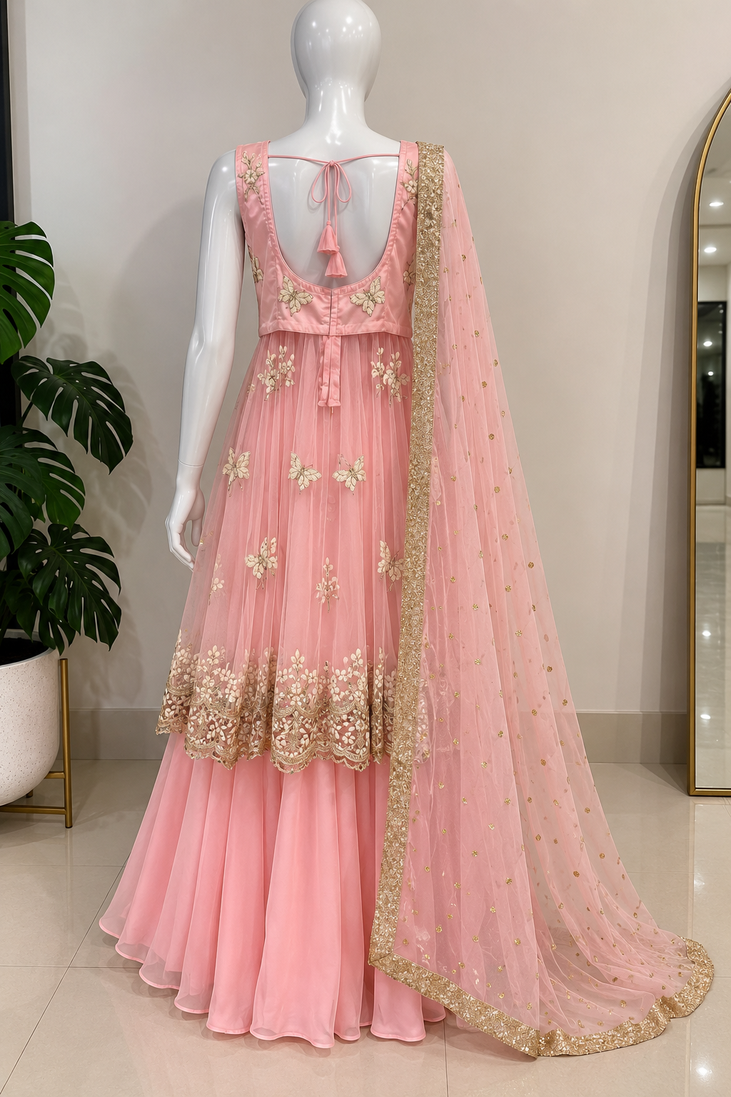 Pink Butterfly sharara set Hand worked